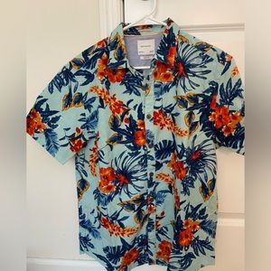 Ricky & Micky Men’s Button Down Hawaiian Floral Short Sleeve Shirt Large